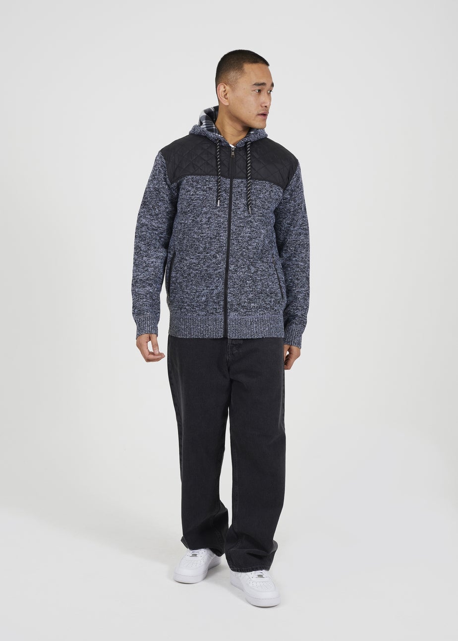 Brave Soul Black Full Zip Hoodie with Contrast Panel