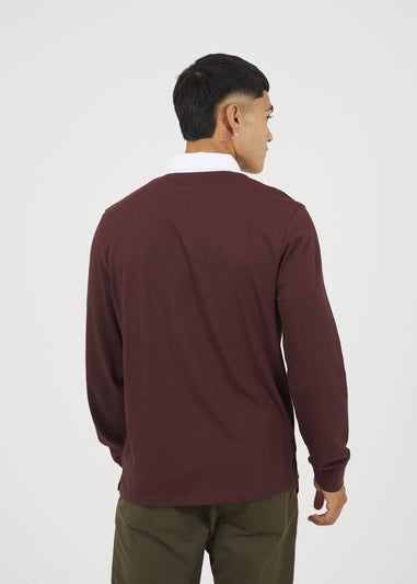 Brave Soul Burgundy Solid Colour Rugby Shirt