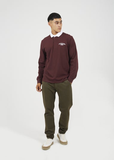 Brave Soul Burgundy Solid Colour Rugby Shirt