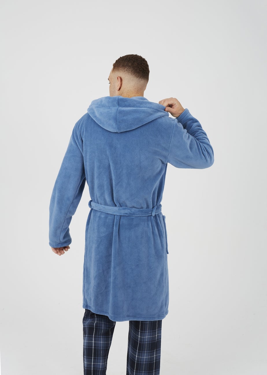 Brave Soul Blue Hooded Dressing Gown with Tie Belt