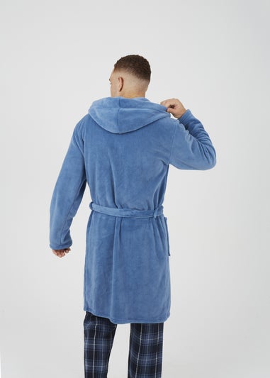 Brave Soul Blue Hooded Dressing Gown with Tie Belt