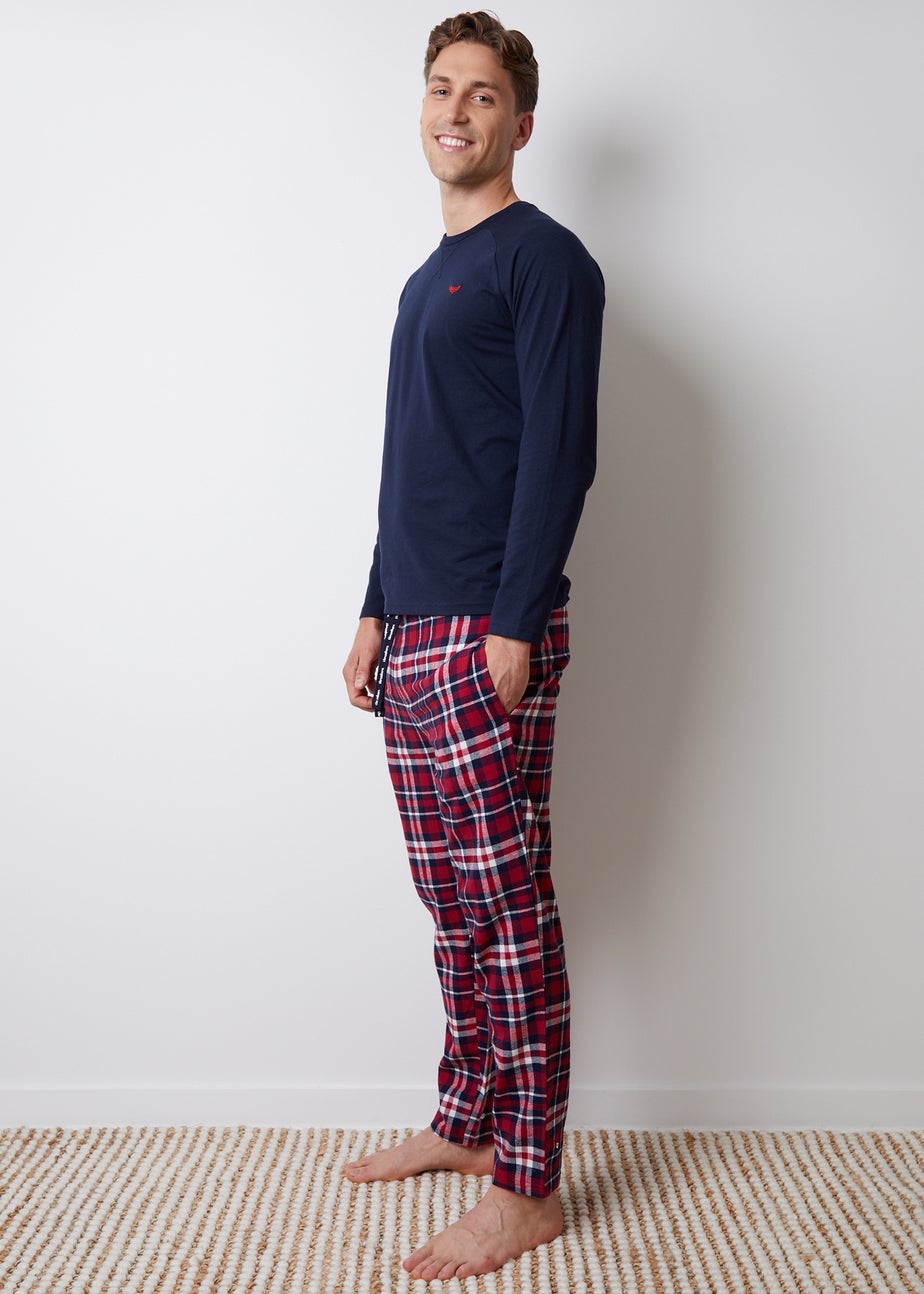 Threadbare Navy 2-Pack Cotton Blend Check Pyjama Sets