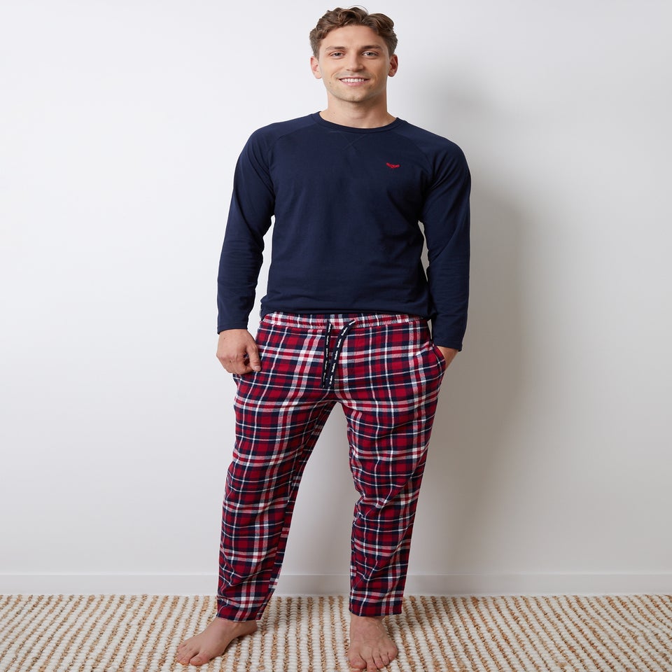 Threadbare Navy 2-Pack Cotton Blend Check Pyjama Sets