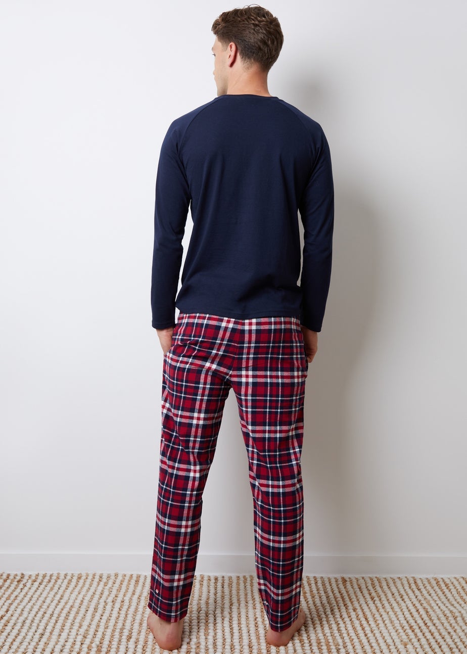 Threadbare Navy 2-Pack Cotton Blend Check Pyjama Sets