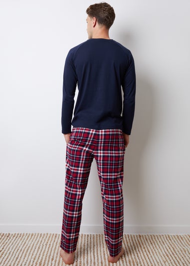 Threadbare Navy 2-Pack Cotton Blend Check Pyjama Sets