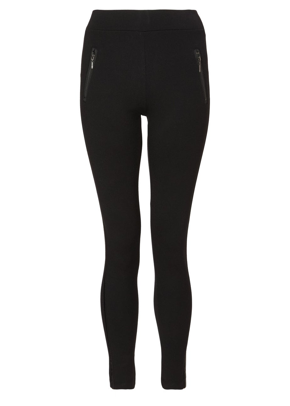 Quiz Black Zip Detail Leggings