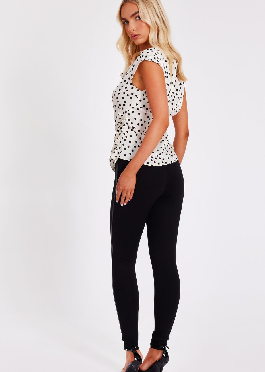 Quiz Black Zip Detail Leggings
