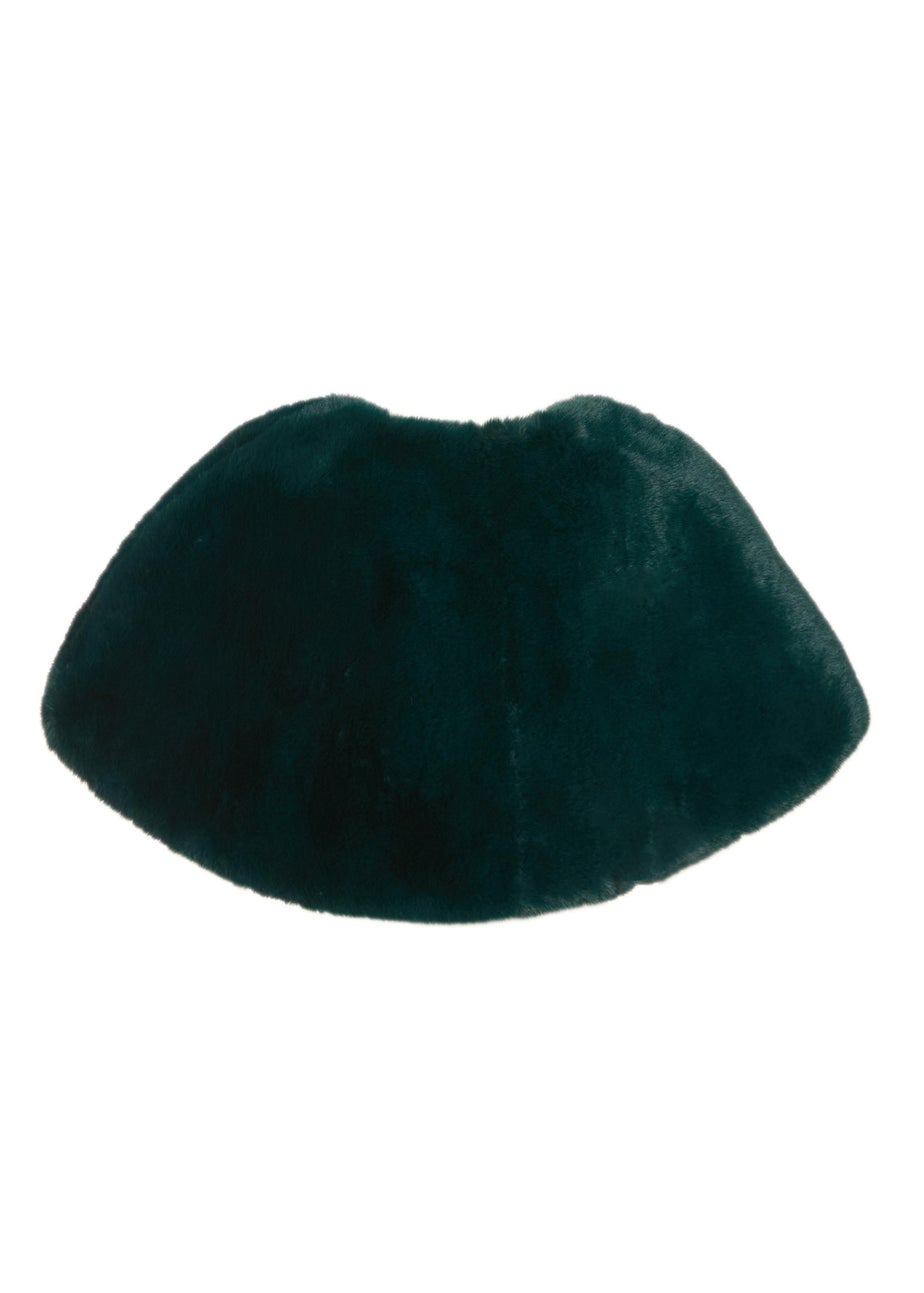 Quiz Green Bow Detail Faux Fur Wrap