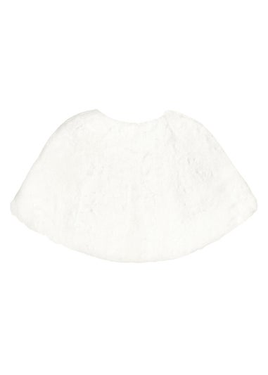Quiz White Bow Detail Faux Fur Wrap