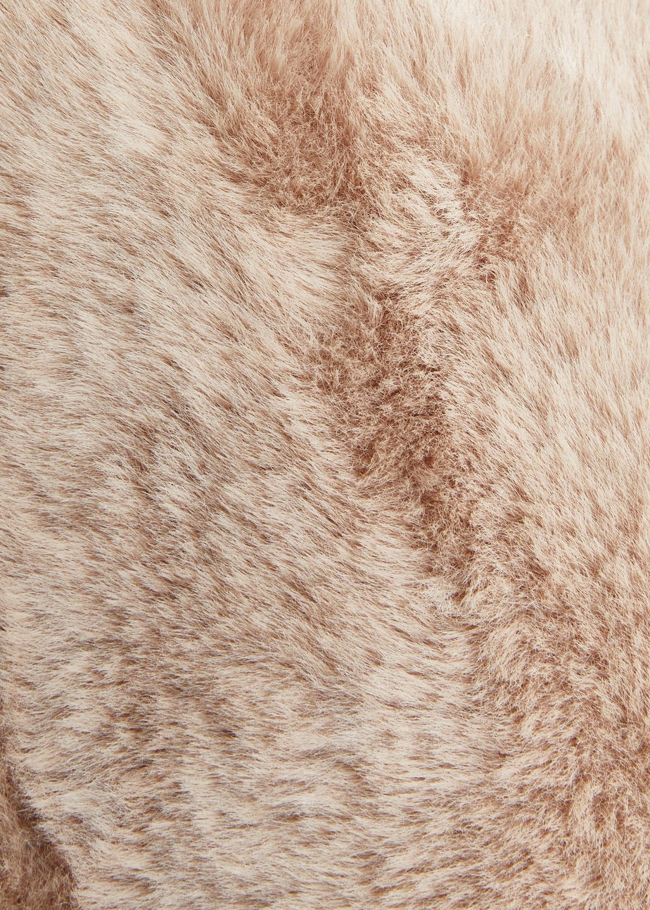 Quiz Beige Bow Detail Faux Fur Wrap