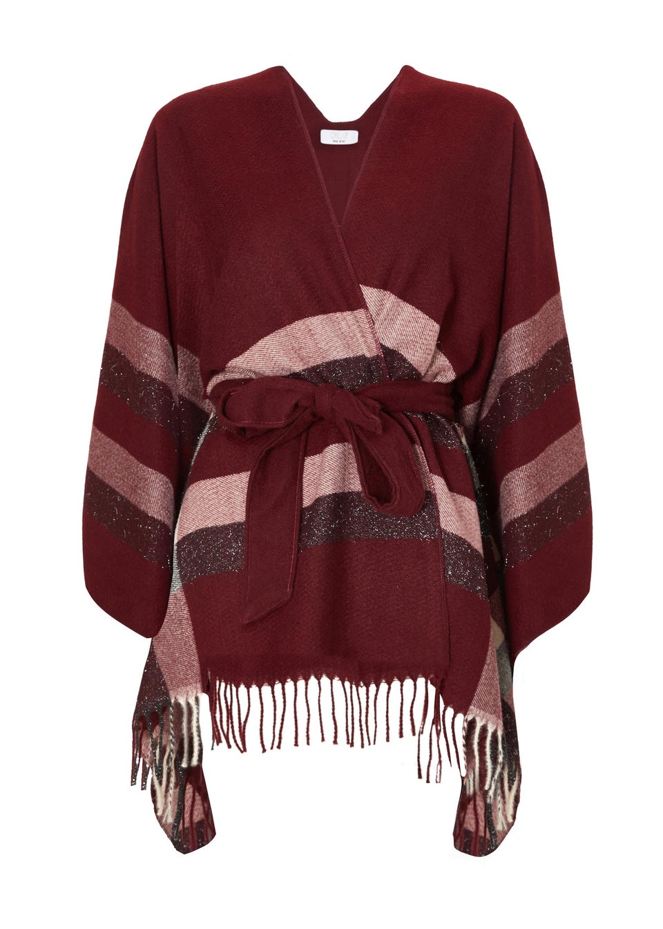 Quiz Burgundy Checked Cape