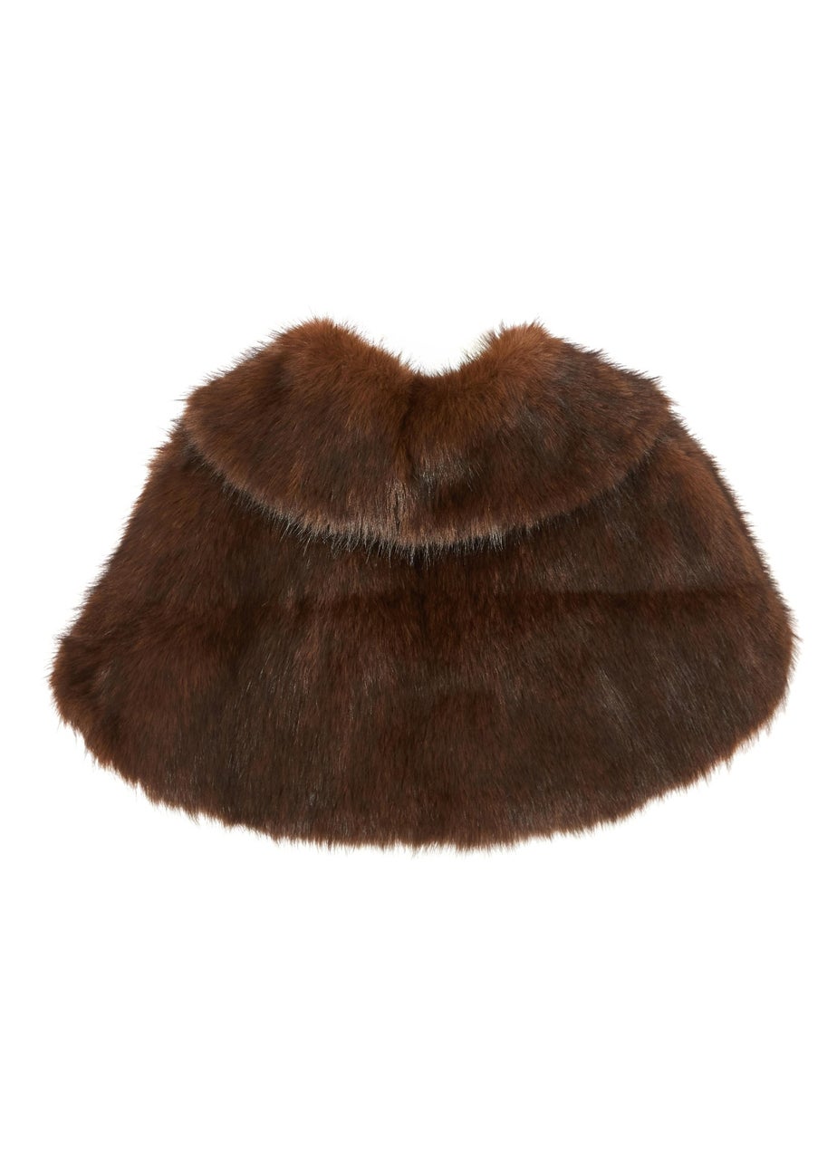Quiz Brown Collared Faux Fur Wrap