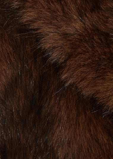 Quiz Brown Collared Faux Fur Wrap