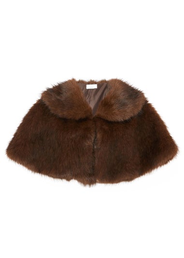 Quiz Brown Collared Faux Fur Wrap