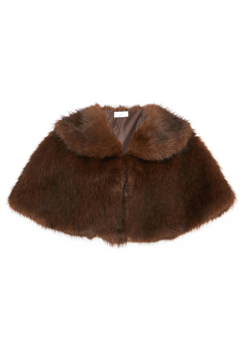 Quiz Brown Collared Faux Fur Wrap
