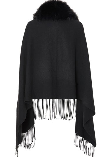 Quiz Black Long Knit Tassel Cape