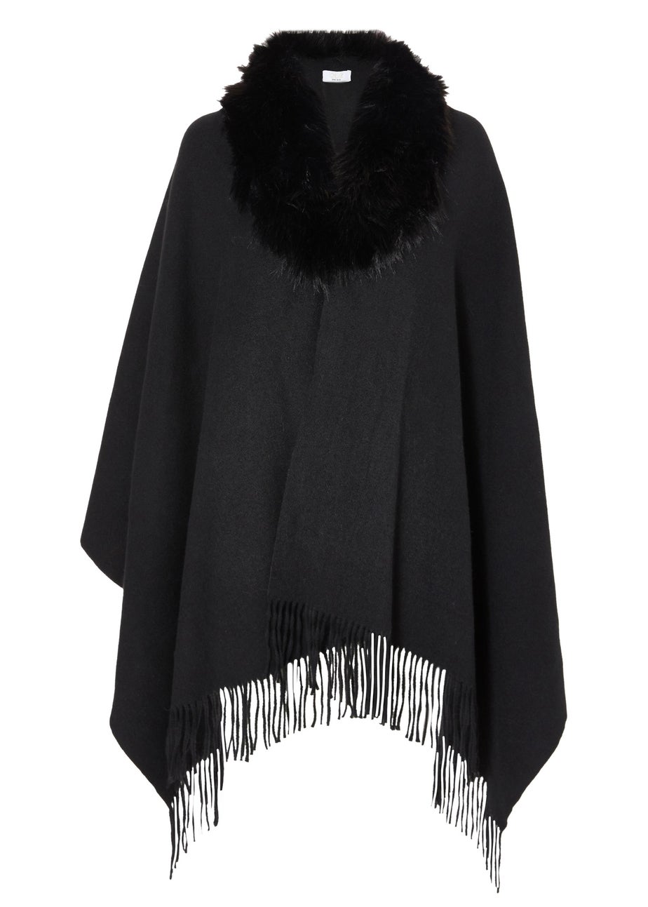 Quiz Black Long Knit Tassel Cape