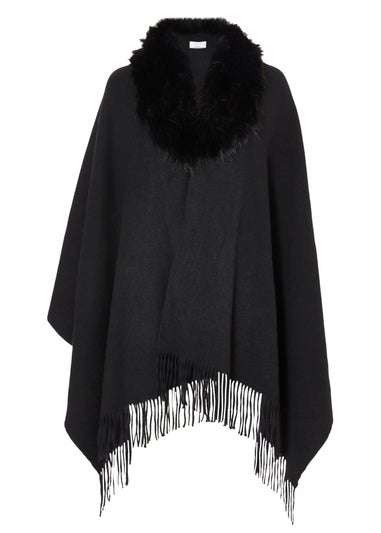 Quiz Black Long Knit Tassel Cape