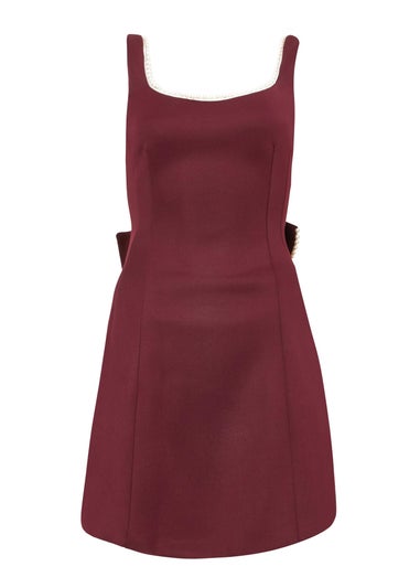 Quiz Burgundy A-Line Bow Mini Dress