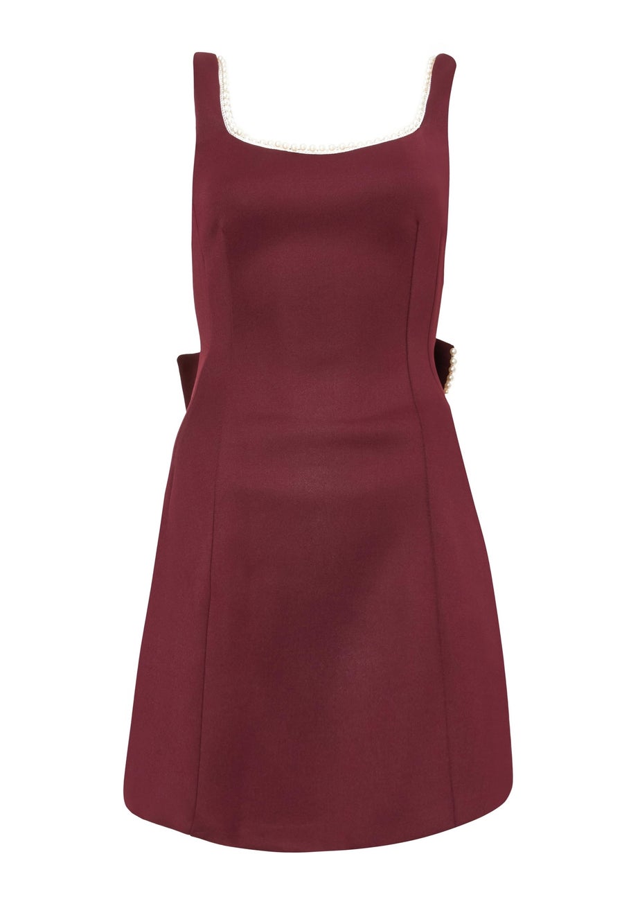 Quiz Burgundy A-Line Bow Mini Dress