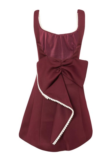Quiz Burgundy A-Line Bow Mini Dress