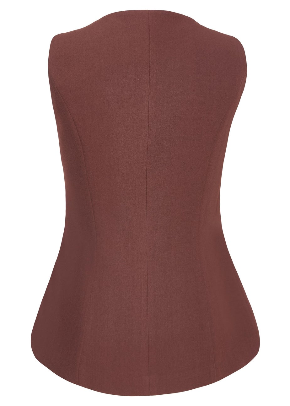 Quiz Brown Button Front Waistcoat