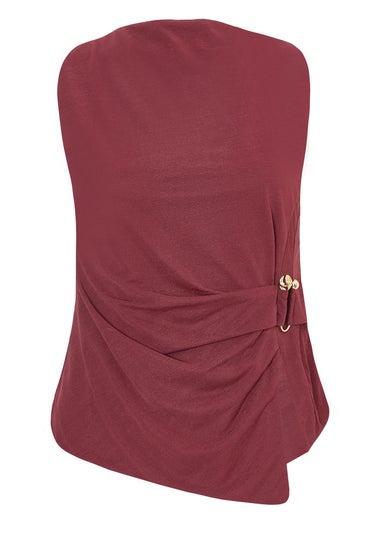 Quiz Burgundy Buckle Side Top