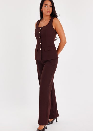 Quiz Brown Tapered Trousers