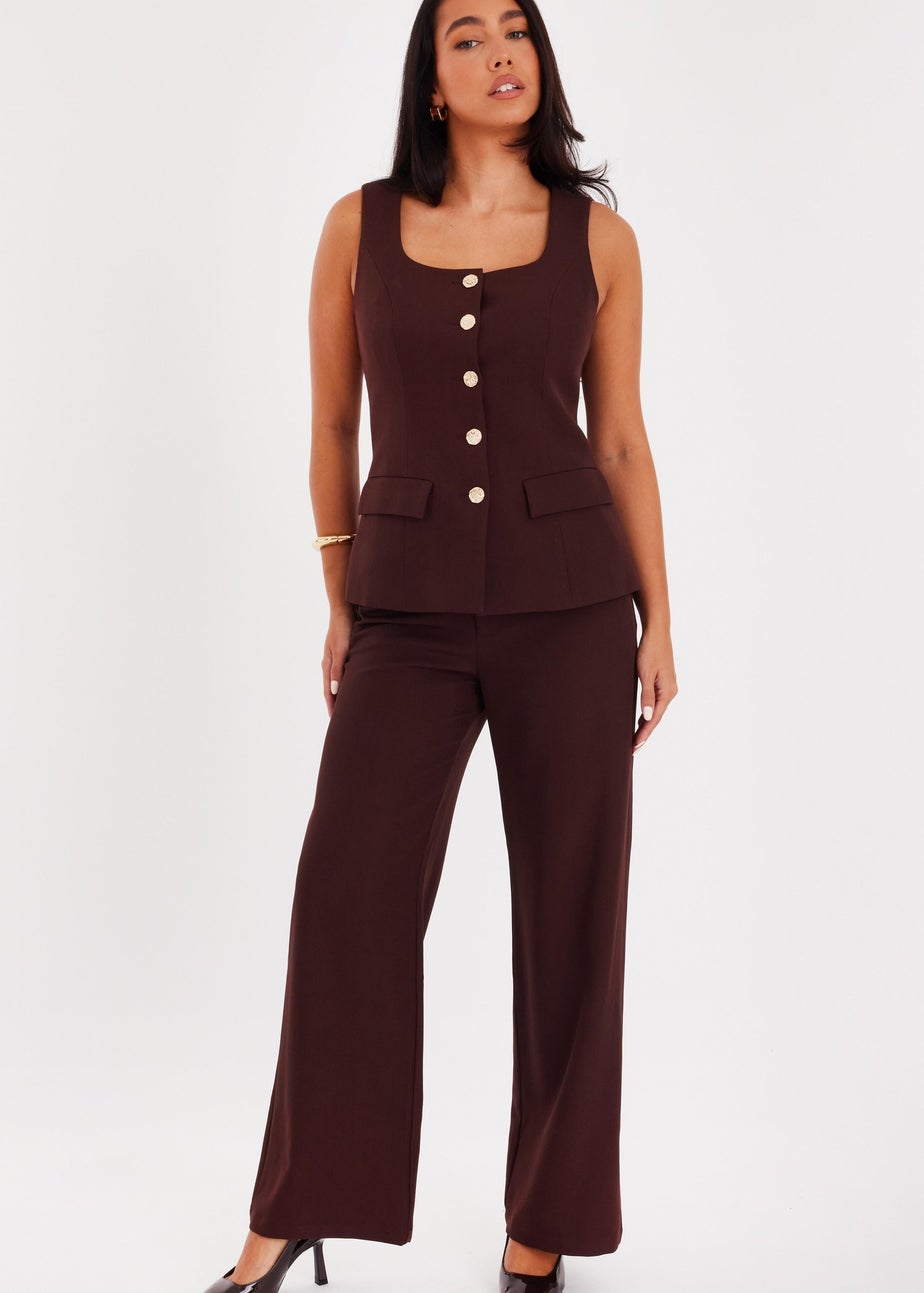 Quiz Brown Tapered Trousers
