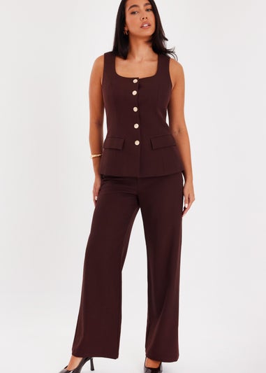 Quiz Brown Tapered Trousers