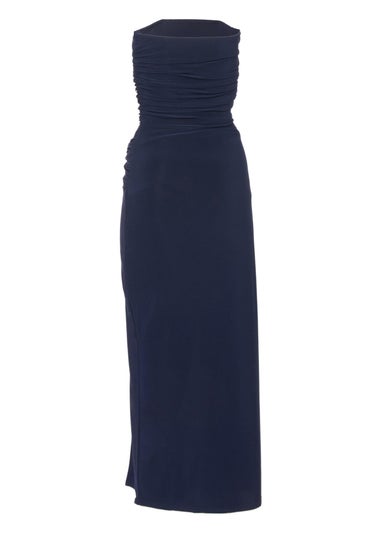 Quiz Navy Strapless Buckle Detail Midaxi Dress