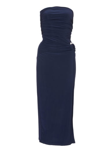 Quiz Navy Strapless Buckle Detail Midaxi Dress
