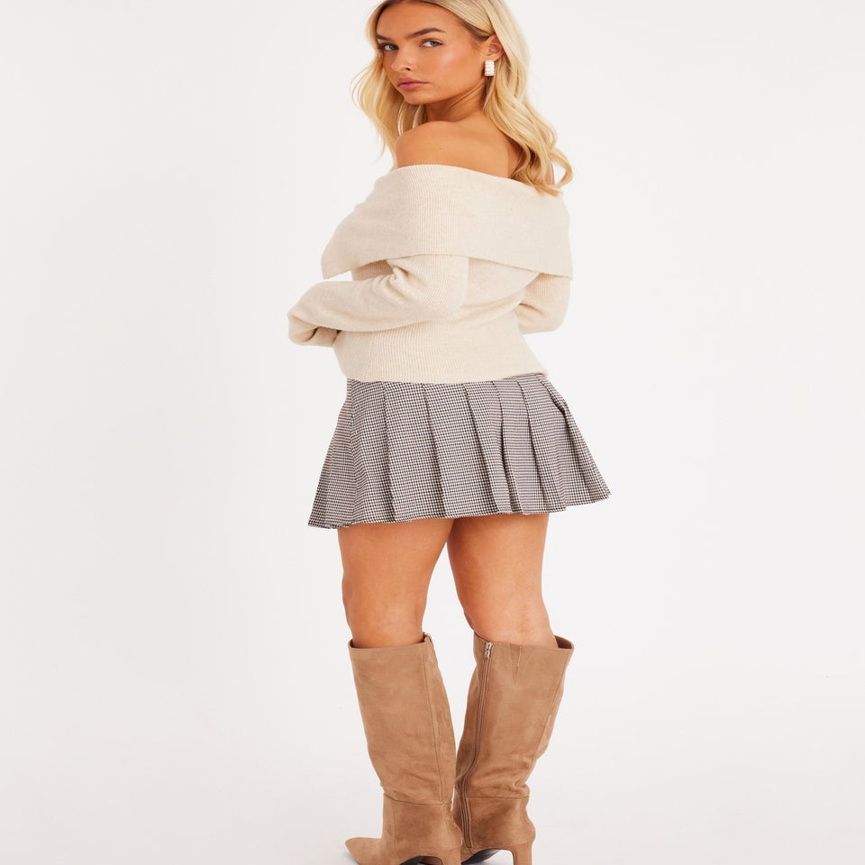 Quiz Stone Bardot Chain Front Jumper