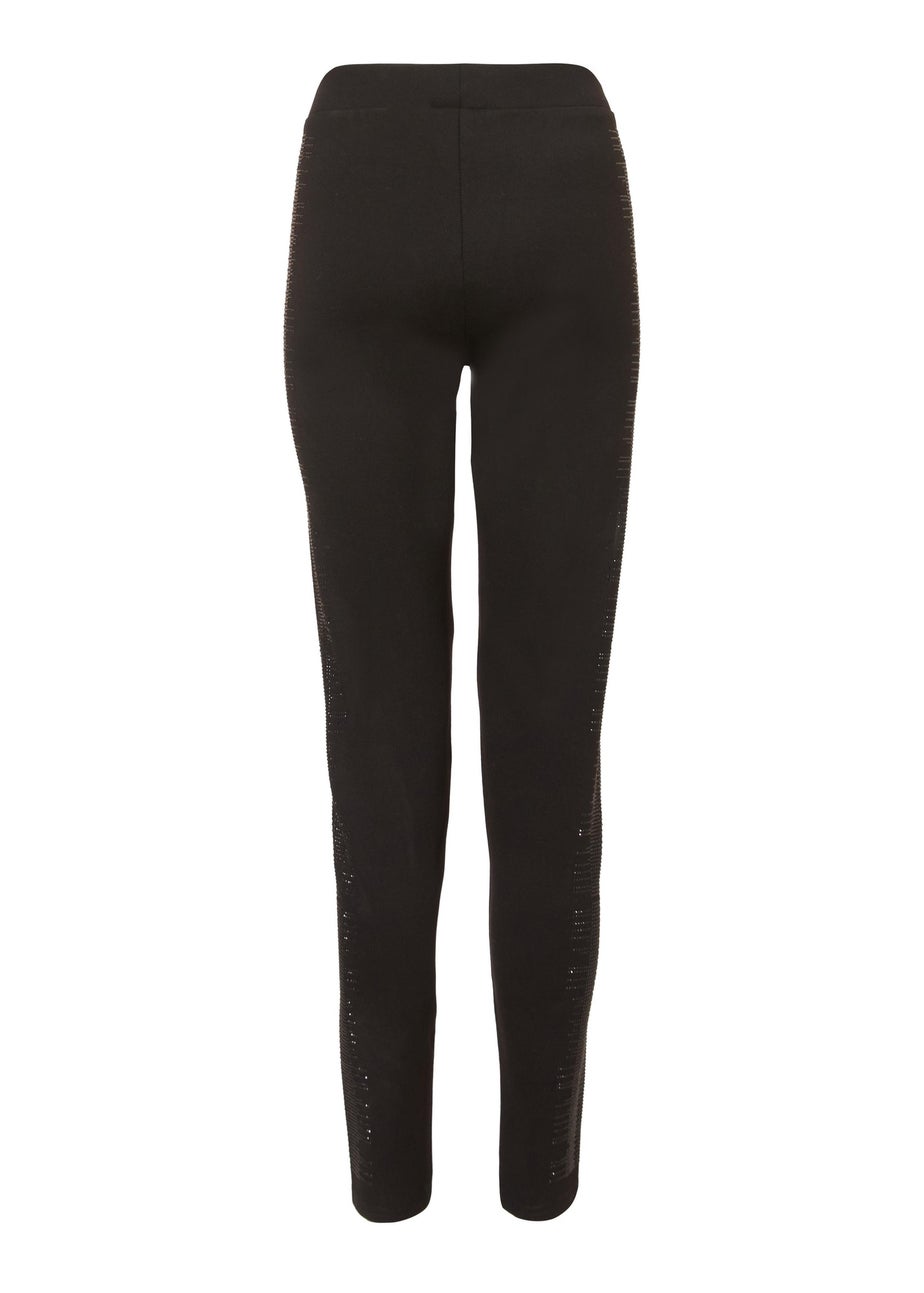Quiz Black Diamante Side Leggings