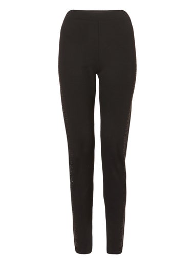 Quiz Black Diamante Side Leggings