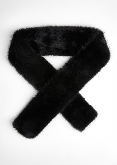 Quiz Black Faux Fur Scarf