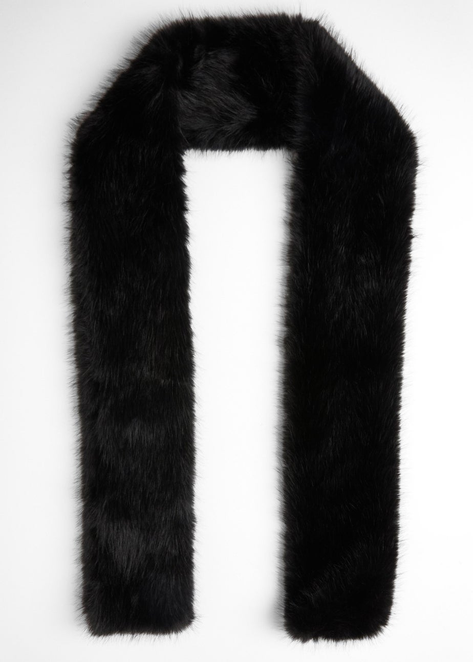 Quiz Black Faux Fur Scarf