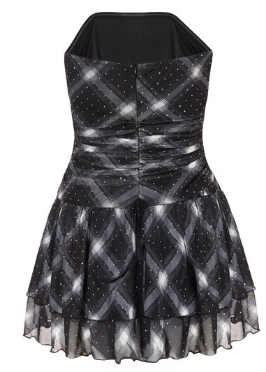 Quiz Black Embellished Checked Playsuit