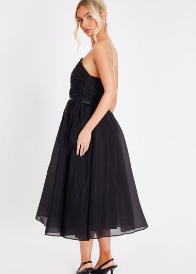 Quiz Black Organza Midi Skater Dress