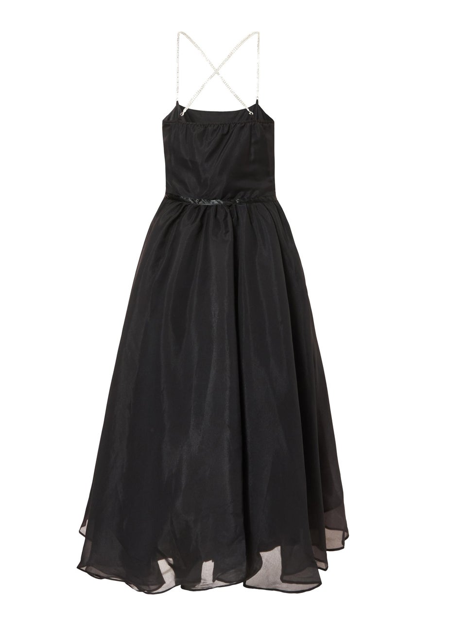 Quiz Black Organza Midi Skater Dress