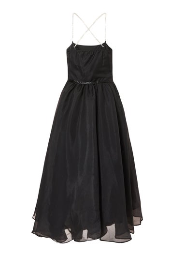 Quiz Black Organza Midi Skater Dress