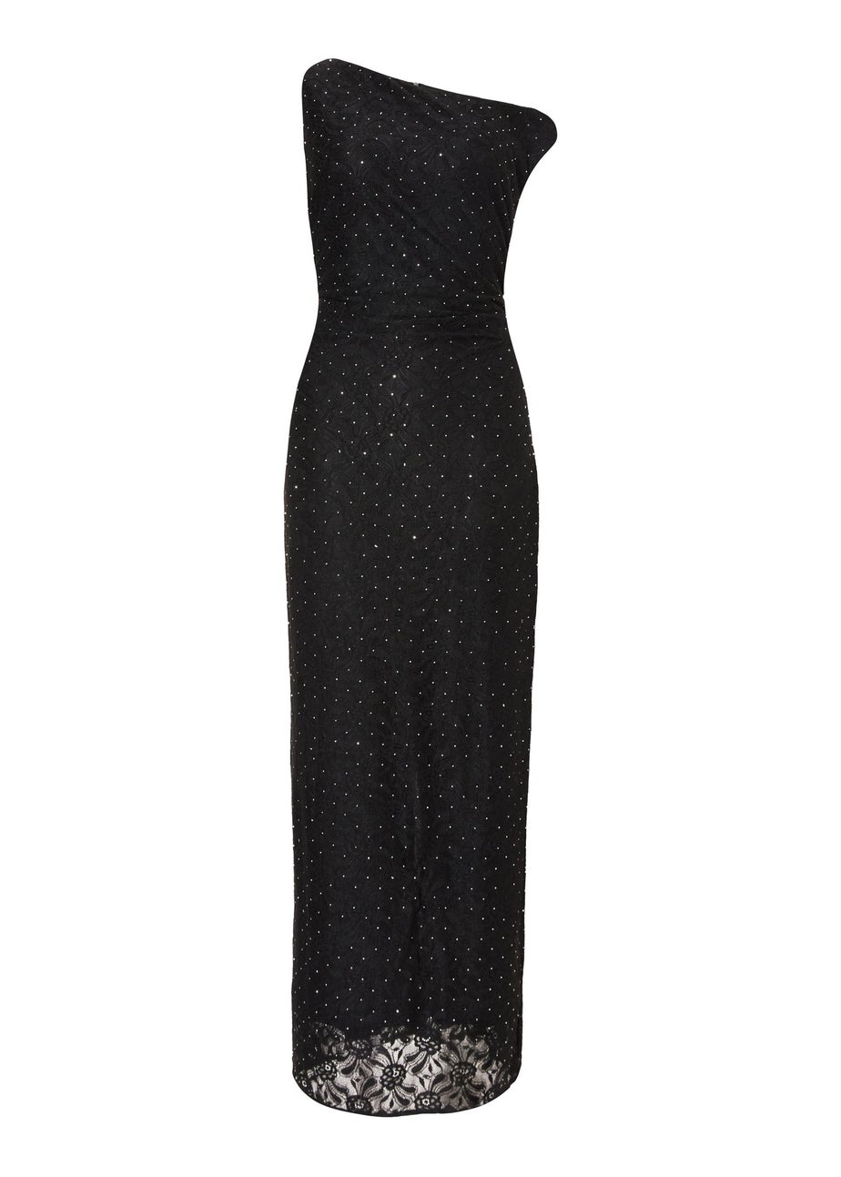 Quiz Black Embellished Lace Midaxi Dress