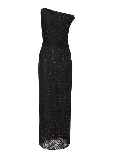 Quiz Black Embellished Lace Midaxi Dress