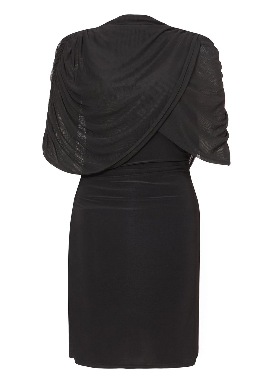 Quiz Black Mesh Cape Mini Dress