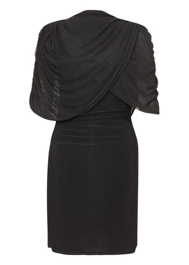 Quiz Black Mesh Cape Mini Dress