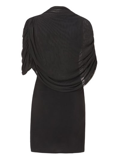 Quiz Black Mesh Cape Mini Dress