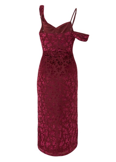 Quiz Red Velvet Floral Midi Dress