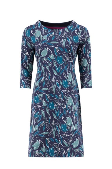 Weird Fish Estate blue Starshine Printed Jersey Dress