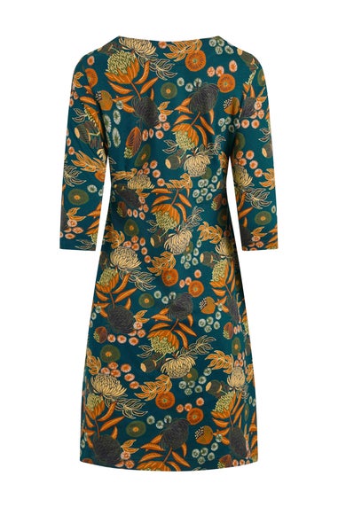 Weird Fish Deep Teal Starshine Printed Jersey Dress