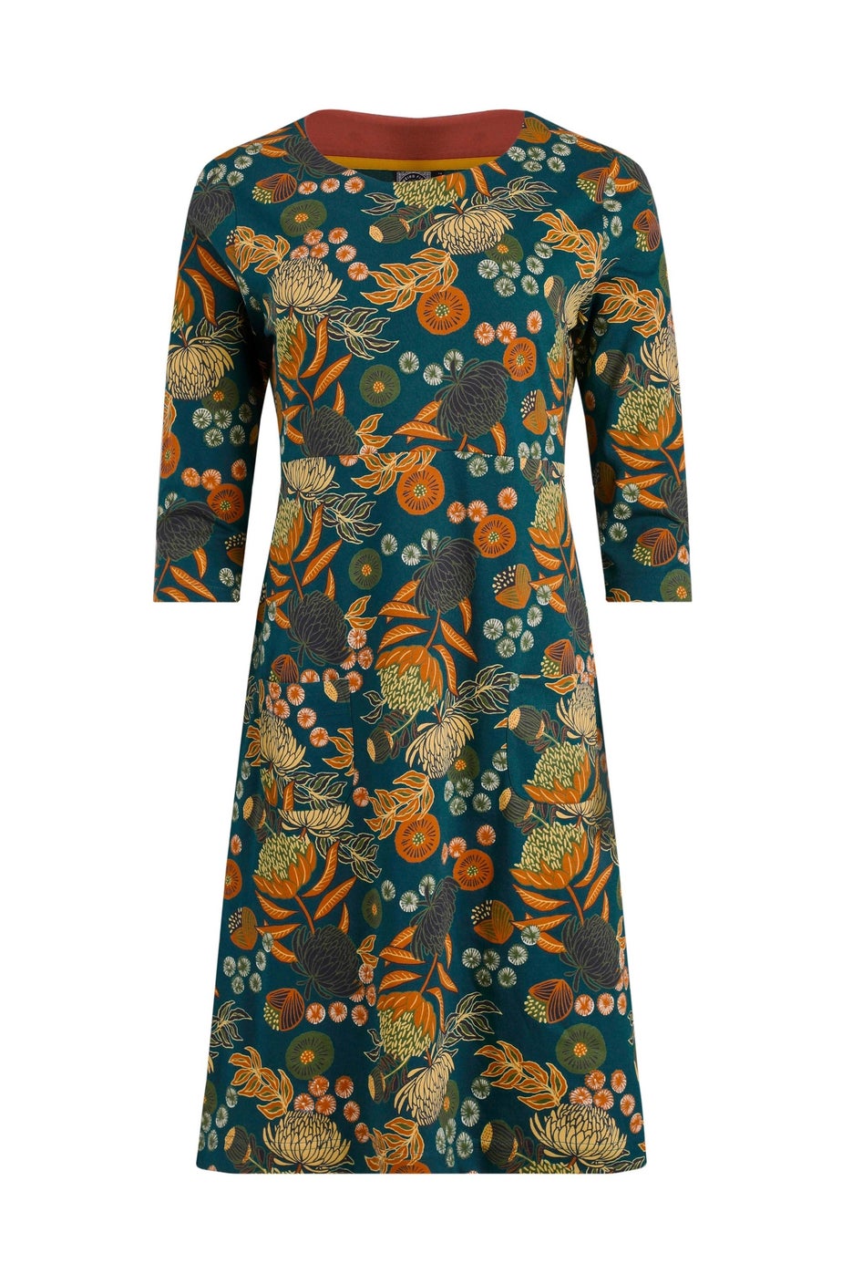 Weird Fish Deep Teal Starshine Printed Jersey Dress